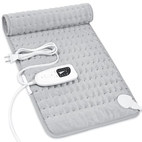 Heating Pad-Electric Heating Pads for Back,Neck,Abdomen,Moist Heated Pad for Shoulder,Knee,Hot Pad for Arms and Legs,Dry&Moist Heat & Auto Shut Off,Gifts for Women Men(Light Gray, 12''×24')