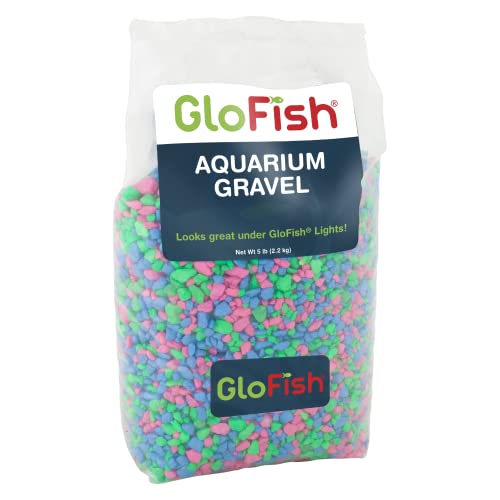 GloFish Aquarium Gravel, Pink/Green/Blue Fluorescent, 5-Pound, Bag Pink/Green/Blue Fluorescent, 4 x 5 x 9 inches ; 5 pounds