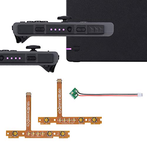 eXtremeRate Firefly LED Tuning Kit for Nintendo Switch Joycons Dock NS Joycon SL SR Buttons Ribbon Flex Cable Indicate Power LED - Violet (Joycons Dock NOT Included)