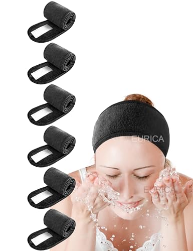 EUICAE Spa Headband Hair Wrap Sweat Headband Head Wrap Hair Towel Wrap Non-slip Stretchable Washable Makeup Headband for Face Wash Facial Treatment Sport Fits All White (Black)