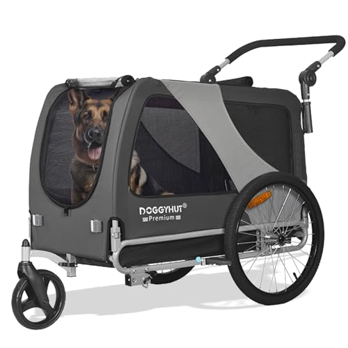 Doggyhut Premium Pet Bike Trailer & Stroller for Small,Medium or Large Dogs,Bicycle Carrier (Gray, XL)