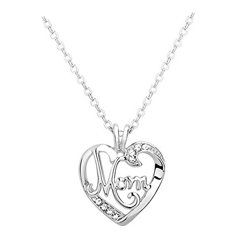ShiQiao Spl Mom Christmas Gifts Necklace - Mother Heart Pendant Necklace Mothers Day Necklace for Women from Daughter Son White