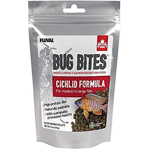Fluval Bug Bites Cichlid Fish Food, Pellets for Medium to Large Sized Fish, 3.53 oz., A6581