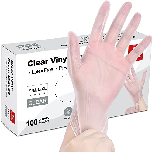 Schneider Clear Vinyl Exam Gloves, 4-mil, Medium 100-ct Box, Latex-Free, Rubber Disposable Gloves For Medical, Cleaning , Food Prep, Food Safe, Powder-Free, Non-Sterile