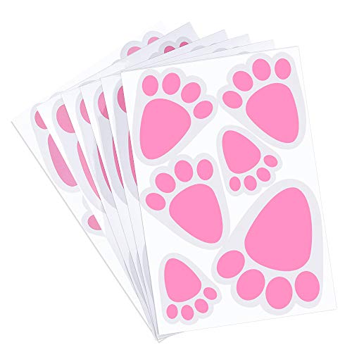 KUUQA 6 Sheet 36PCS Easter Bunny Feet Home Floor Clings Footprints Decals Stickers for Easter Home Party Decorations, Mixed Size