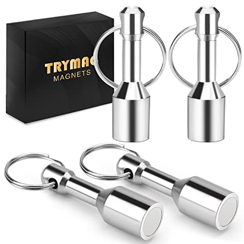 TRYMAG Keychain Magnets for Testing Brass, 4 Pack Neodymium Pocket Keychain with Strong Magnetic Rare Earth, Gold Silver Jewelry Test Magnet Hanging Keys Holder