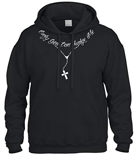 Cybertela Only God Can Judge Me Tattoo Necklace Sweatshirt Hoodie Hoody (Black, X-Large)