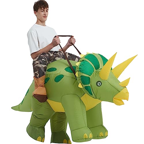 tasanor Dinosaur Costumes for Adults,Inflatable Costume Adult,Blow Up Triceratops Costume,Halloween Costumes for Men Women (72INCH)