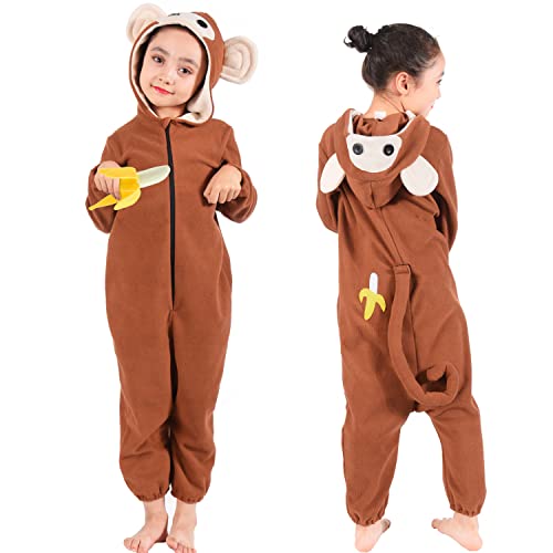 Kids Monkey Onesie Costume Boys Girls Animal Monkey Onesies Christmas Suit for Child Toddler with Banana Accessories