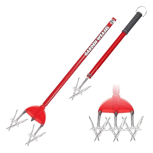 Garden Weasel Rotary Cultivator & Hand Tiller - 2-in-1 | Aerate, Weed, Cultivate, Plant, Reseed | Lawn Reseeding Garden Tool, Garden Soil Loosener | 91206