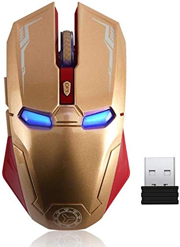 Wireless Mouse 2.4G Portable Mobile Optical Wireless Mouse with USB Nano Receiver, 3 Adjustable DPI Levels, 6 Buttons for Notebook, PC, Laptop, Computer, MacBook - Gold