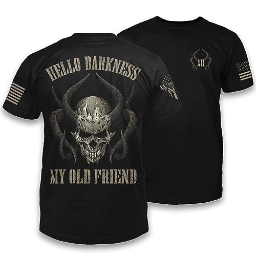 Hello Darkness T-Shirt Patriotic Tribute Tee | American Pride Veteran Support Shirt | 100% Cotton Military Apparel | Black, XX-Large