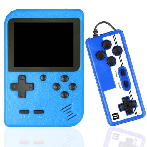 Heramie Handheld Retro Game Console with 500 Classic Games Console, Portable Retro Video Game Console 3.0-Inch Color Screen Support for Connecting TV and Two Players for Kids Adults-Bule