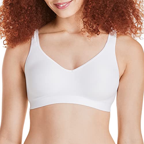 Hanes Womens Smooth Comfort Wireless Bra, Seamless Full-coverage T-shirt Moisture Wicking, Single & 2-pack Bras, White, Small US