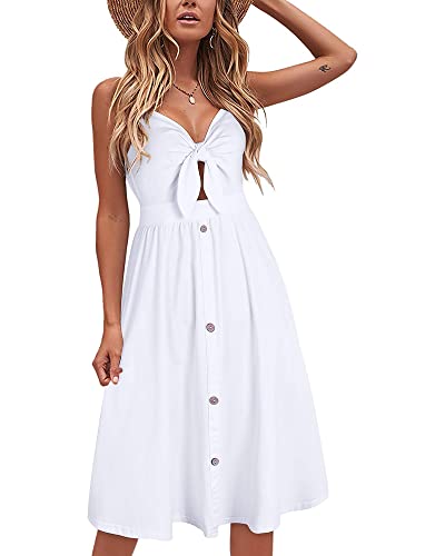 VOTEPRETTY Women's Summer Dresses Sundresses Beach Clothes Outfit Vacation 2024 V Party Graduation Homecoming Casual Tropical Prom Bride Shower Plus Size Resort Wear Hawaiian Spring Cruise White