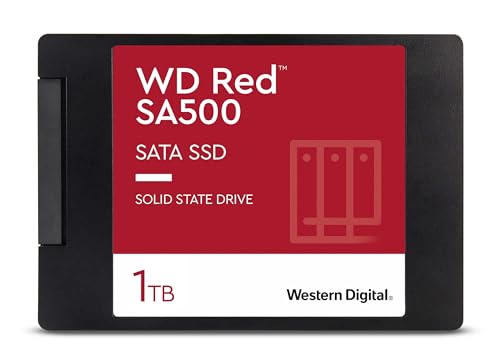 Western Digital 1TB WD Red SA500 NAS 3D NAND Internal SSD - SATA III 6 Gb/s, 2.5'/7mm, Up to 560 MB/s - WDS100T1R0A, Solid State Hard Drive