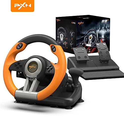 PXN Racing Wheel - Gaming Steering Wheel for PC, V3II 180 Degree Driving Wheel Volante PC Universal Usb Car Racing with Pedal for PS4, PC, PS3,Xbox Series X|S, Xbox One