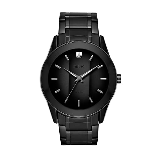 Relic by Fossil Men's Rylan Three-Hand Black Stainless Steel Bracelet Watch (Model: ZR77271)