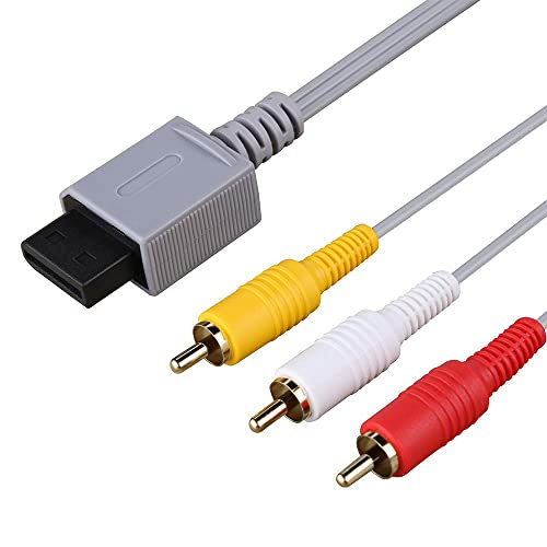AKWOR AV Cable for Wii Wii U, 6FT Composite 3 RCA Gold-Plated Cable Cord Wire Main 480P Compatible Wii/Wii U TV HDTV Display