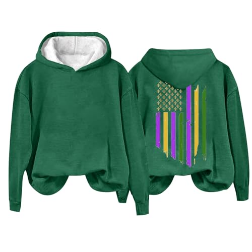 women's st patrick's day shirts Women's St. Patrick's Day American Flag Print Sweatshirt Shamrock Graphic Casual Tops Clover Long Sleeve Pullover USA Sweater (08-Green, M)