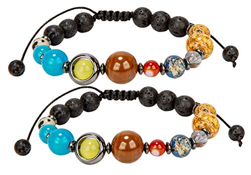 SPUNKYsoul His and Hers Couple Circle Distance Solar System Space Planet Universe Bracelets Collection (Couples Slider Gun Metal)