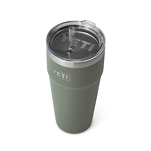 YETI Rambler 26 oz Straw Cup, Vacuum Insulated, Stainless Steel with Straw Lid, Camp Green