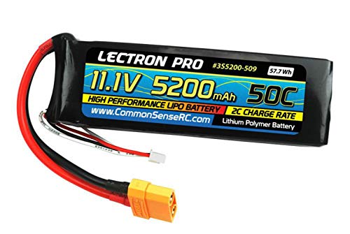 Common Sense RC 3S5200-509 Lectron Pro 11.1v 5200mah 50c LiPo Battery with Xt90