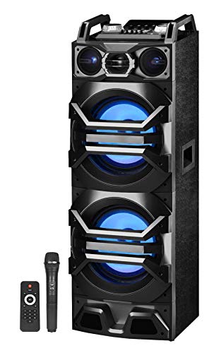 Technical Pro Dual 10' 3000w Powered Bluetooth Speaker w/USB/SD/LED+Wireless Mic