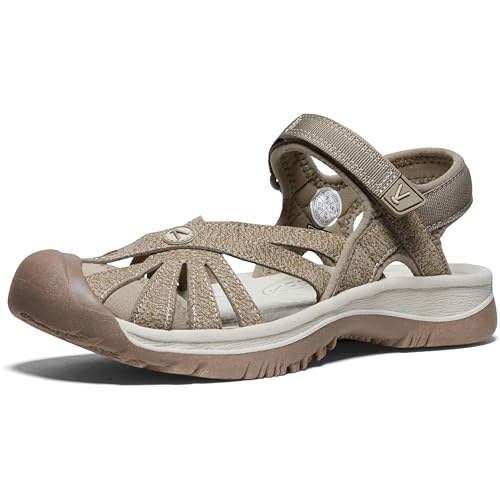 KEEN Women's Rose Casual Closed Toe Sandals, Brindle/Shitake, 9.5