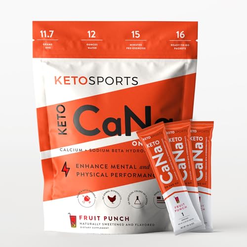 KetoSports New KetoCaNa GO (Fruit Punch) Single Serve Dietary Ketone Supplement for Physical and Mental Performance, Keto and Paleo-Friendly, Naturally Sweetened and Flavored 16 Stick Packs