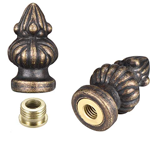 Canomo 2 Packs Lamp Finial Cap Knob Lamp Decoration for Lamp Shade, Antique Brass, 1-3/8 Inches (Small Size)