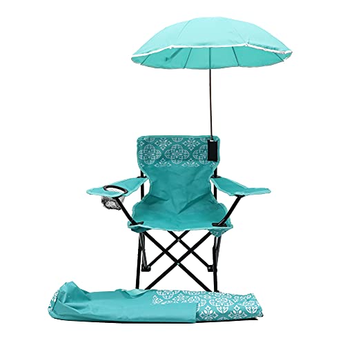 Redmon All Season Kids Umbrella Camping Chair with Matching Shoulder Bag Teal Medallion Print, Small