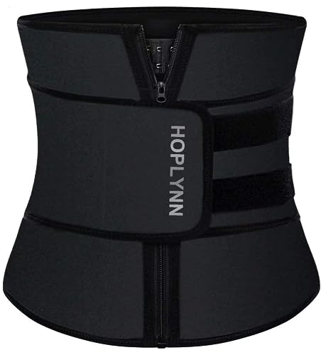 HOPLYNN Neoprene Sweat Waist Trainer Corset Trimmer Shaper Belt for Women, Workout Plus Size Waist Cincher Stomach Wraps Bands Black Medium