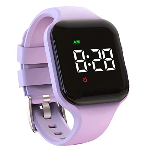 e-vibra Waterproof Vibrating Alarm Watch Rechargeable 15 Alarm Reminder Watch Potty Training Watch with Lock Screen (Purple Square)