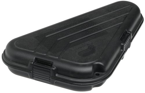 Plano Protector Series Shaped Pistol Case, Large, Black, Hunting Gun Case with Padlock Tabs and Foam Padding, Hard Plastic Pistol and Accessory Case