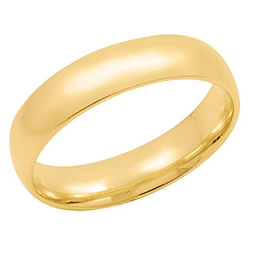 Oxford Ivy Men's 14K Yellow Gold 5mm Comfort Fit Plain Wedding Band (Available Ring Sizes 8-12 1/2) Size 9.5