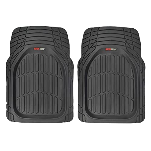 Motor Trend -2 Piece Front Car Floor Mats- Black FlexTough Contour Liners-Deep Dish Heavy Duty Rubber Floor Mats for Car SUV Truck & Van-All Weather Protection, Universal Trim to Fit