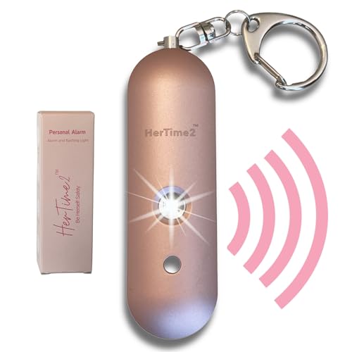 HerTime2 Personal Safety Alarm for Women – Travel Safe Waterproof Personal Alarm for Women – Women Self Defense Keychain Alarm – Loud Alarm – Strobe Light – Be Safe with Personal Alarm (Rose Gold)
