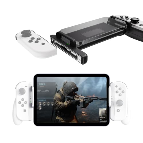Phistone Switch Joycon Controller Holder for Mobiles and Tablets | Enhance Your Mobile Gaming with a Comfortable & Adjustable Grip | Compatible with Android/iOS/iPhone/iPad(Supports 12-25CM) (White).