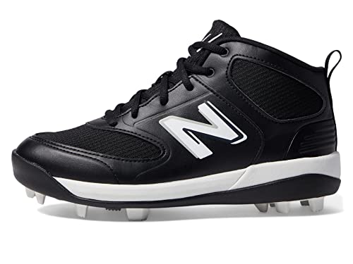 New Balance Boy's 3000 V6 Rubber Molded Baseball Shoe, Black/White, 2 Little Kid