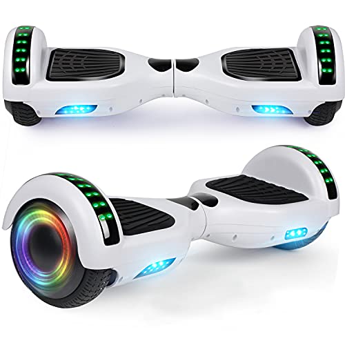 LIEAGLE Hoverboard, 6.5' Self Balancing Scooter Hover Board with Many Certified Wheels LED Lights for Kids Adults(A02 White)