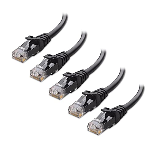 Cable Matters 10Gbps 5-Pack Snagless Short Cat 6 Ethernet Cable 3 ft (Cat6 Cable, Cat 6 Cable, Internet Cable, Network Cable) in Black