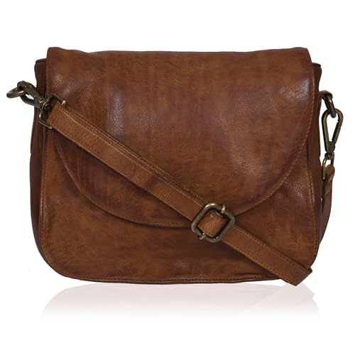Ozora Handmade Leather Crossover Purse/Bag for Women with Adjustable Strap, YKK Zippers & Spacious Pockets