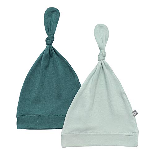 KYTE BABY Bamboo Rayon Baby Beanie Hats Soft Knotted Caps - 2 Pack (3-6 Months, Emerald/Sage)