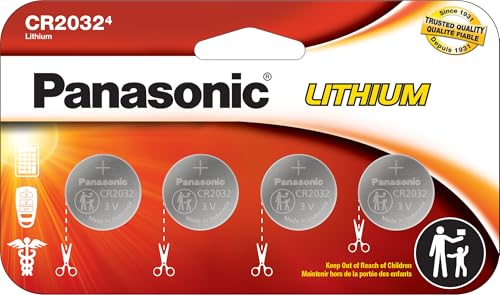 Panasonic CR2032 3.0 Volt Long Lasting Lithium Coin Cell Batteries in Child Resistant, Standards Based Packaging, 4 Pack