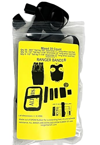 Ranger Bands 35 Count Mixed Count Made from EPDM Rubber for Survival and Strapping Gear Made in The USA Tactical Rubber Bands, Heavy Duty Rubber Bands Black.