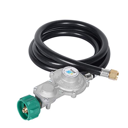GGC 5FT Two Stage Propane Regulator with Hose, Dual Stage Propane Hose with QCC1/Type1 Connector for Gas Grills RV Appliance Generator