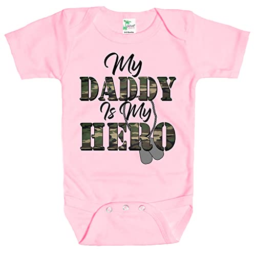 Rapunzie My Daddy Is My Hero Baby Bodysuit Cute Baby Clothes for Infant Boys and Girls (6-12 Months, Pink)