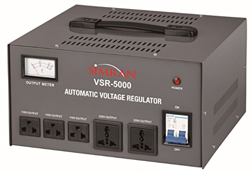 Simran 5000 Watt Step Up/Down Voltage Transformer Converter Box with Built-in Voltage Regulator for 110V-240V, Circuit Breaker Protection, VSR-5000
