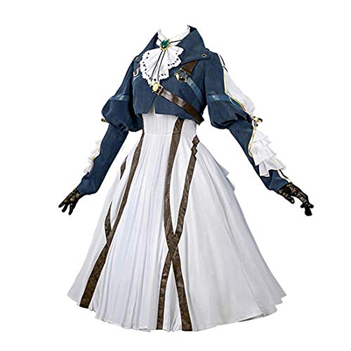 Violet Evergarden Cosplay Costume Nuoqi Womens Anime Uniforms Suit Dark Blue White GC371A-XL